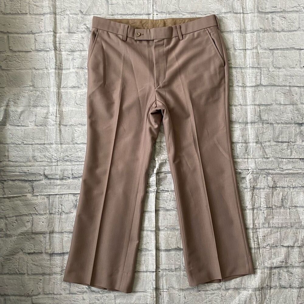 Gino Cappeli men 38x28 vintage polyester tan dress pants